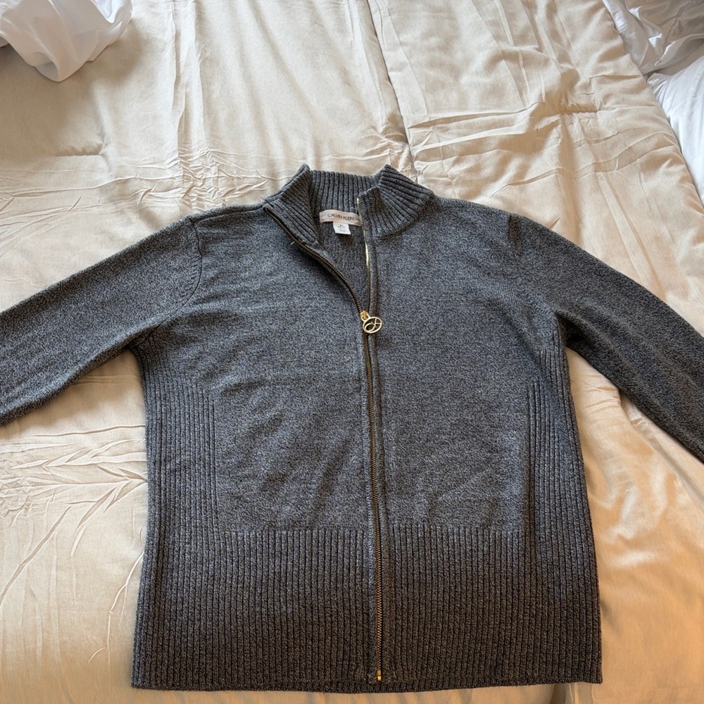 Calvin Klein Gray Zip-Up Sweater